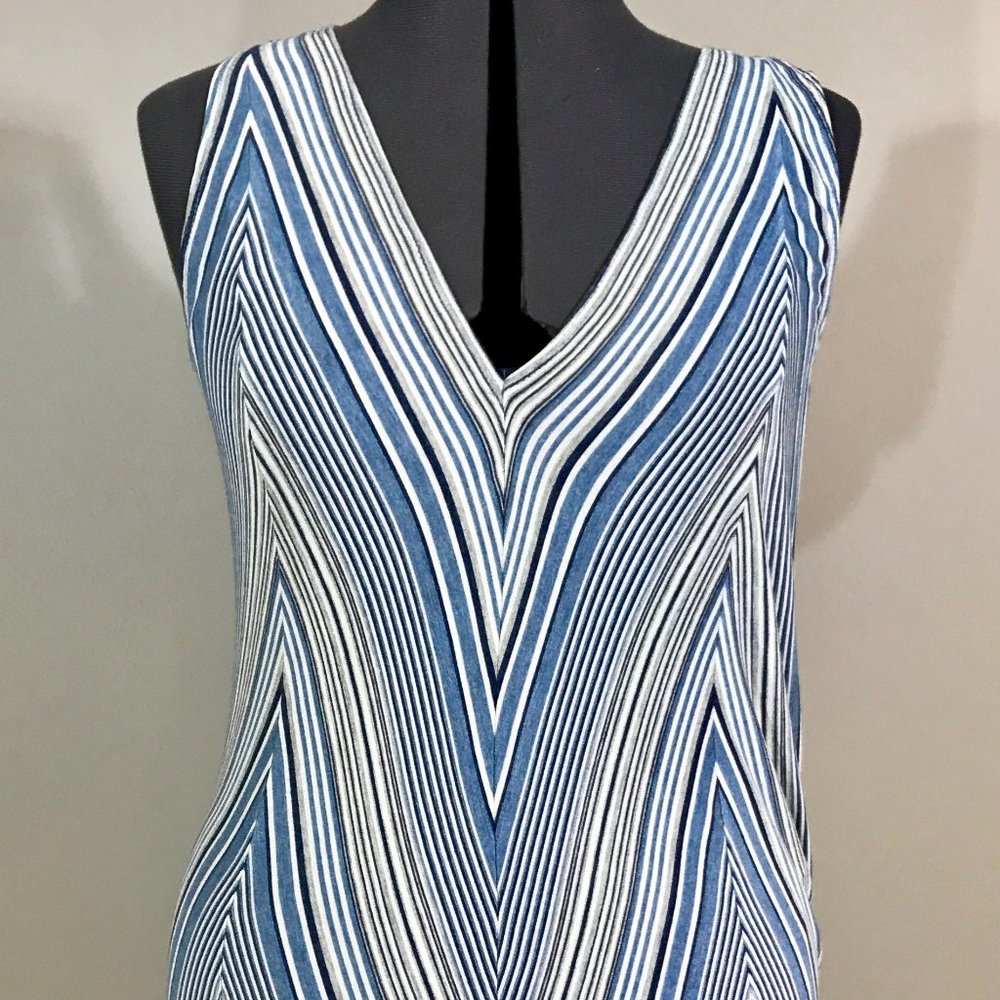Max Studio Blue & White Striped Sleeveless Top